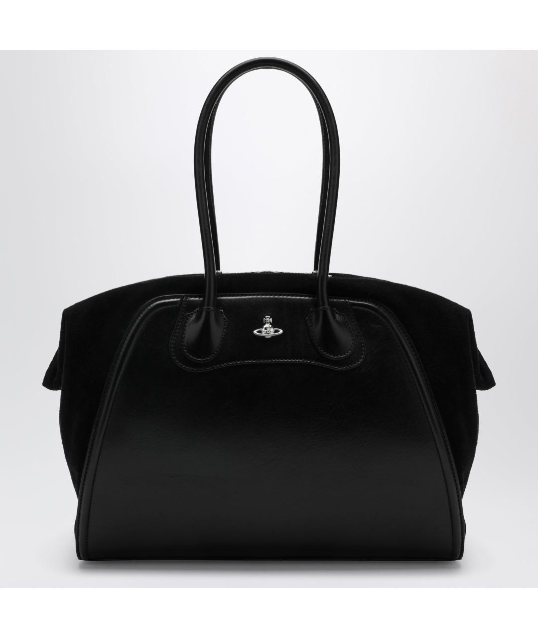 VIVIENNE WESTWOOD Черная кожаная сумка с короткими ручками, фото 3