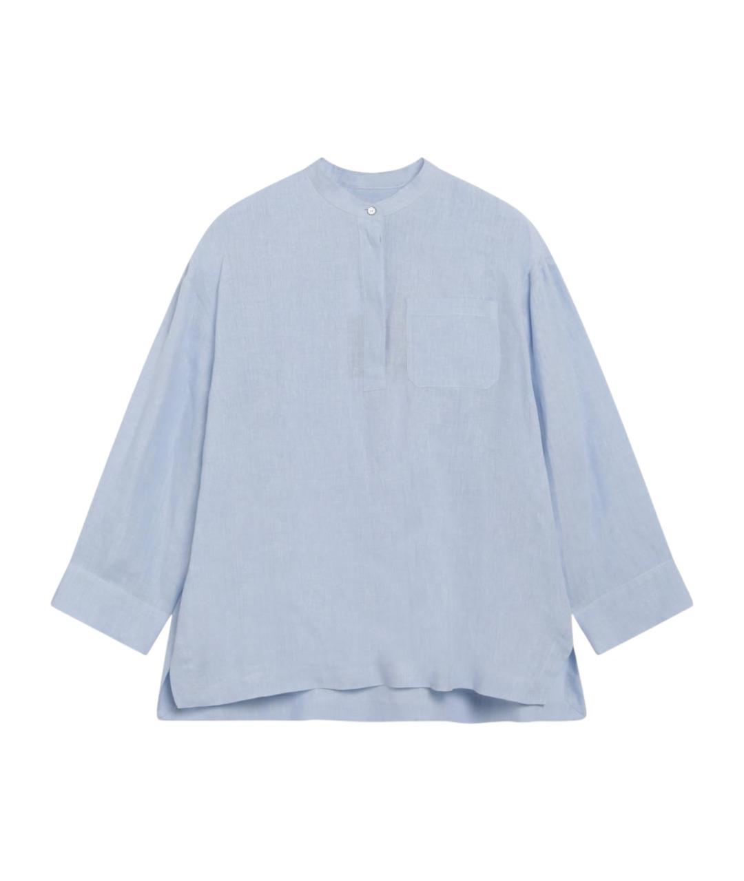 'S MAX MARA Голубая хлопковая рубашка, фото 1