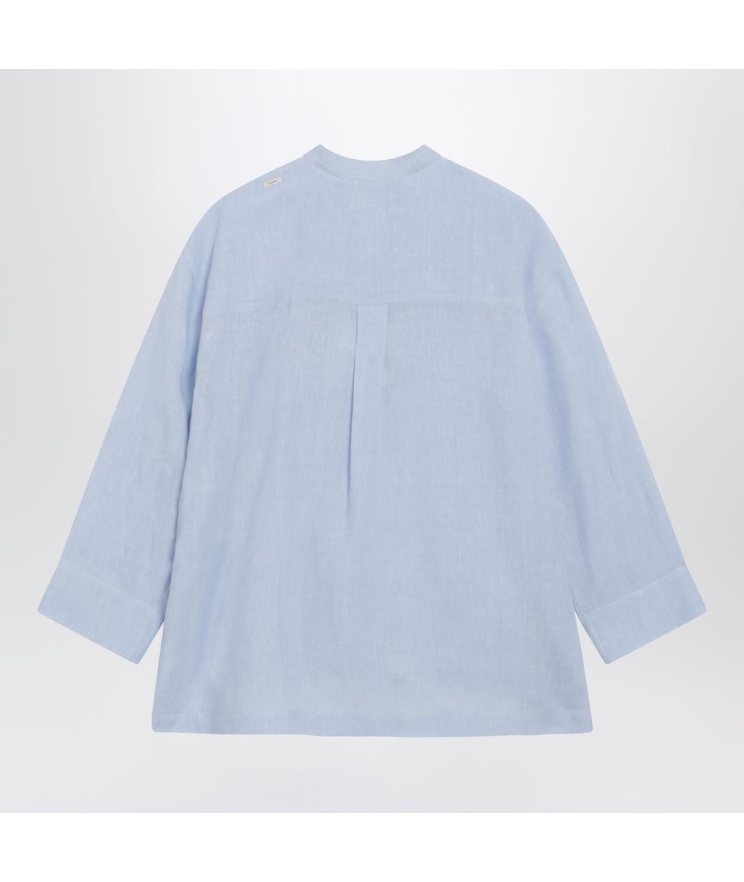 'S MAX MARA Голубая хлопковая рубашка, фото 2