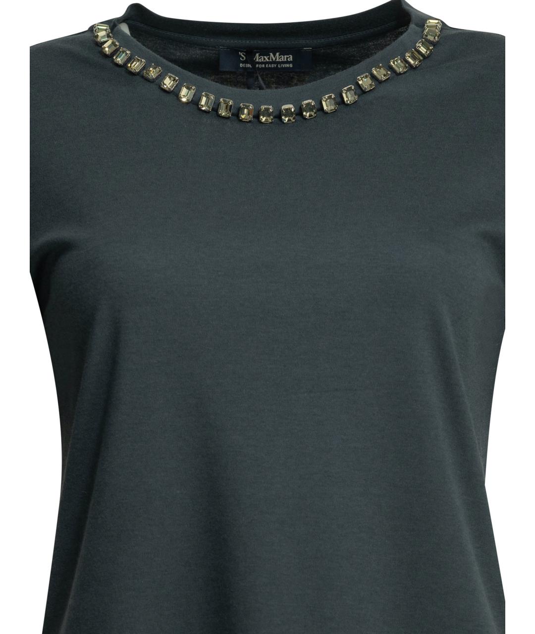 'S MAX MARA Синяя хлопковая футболка, фото 3