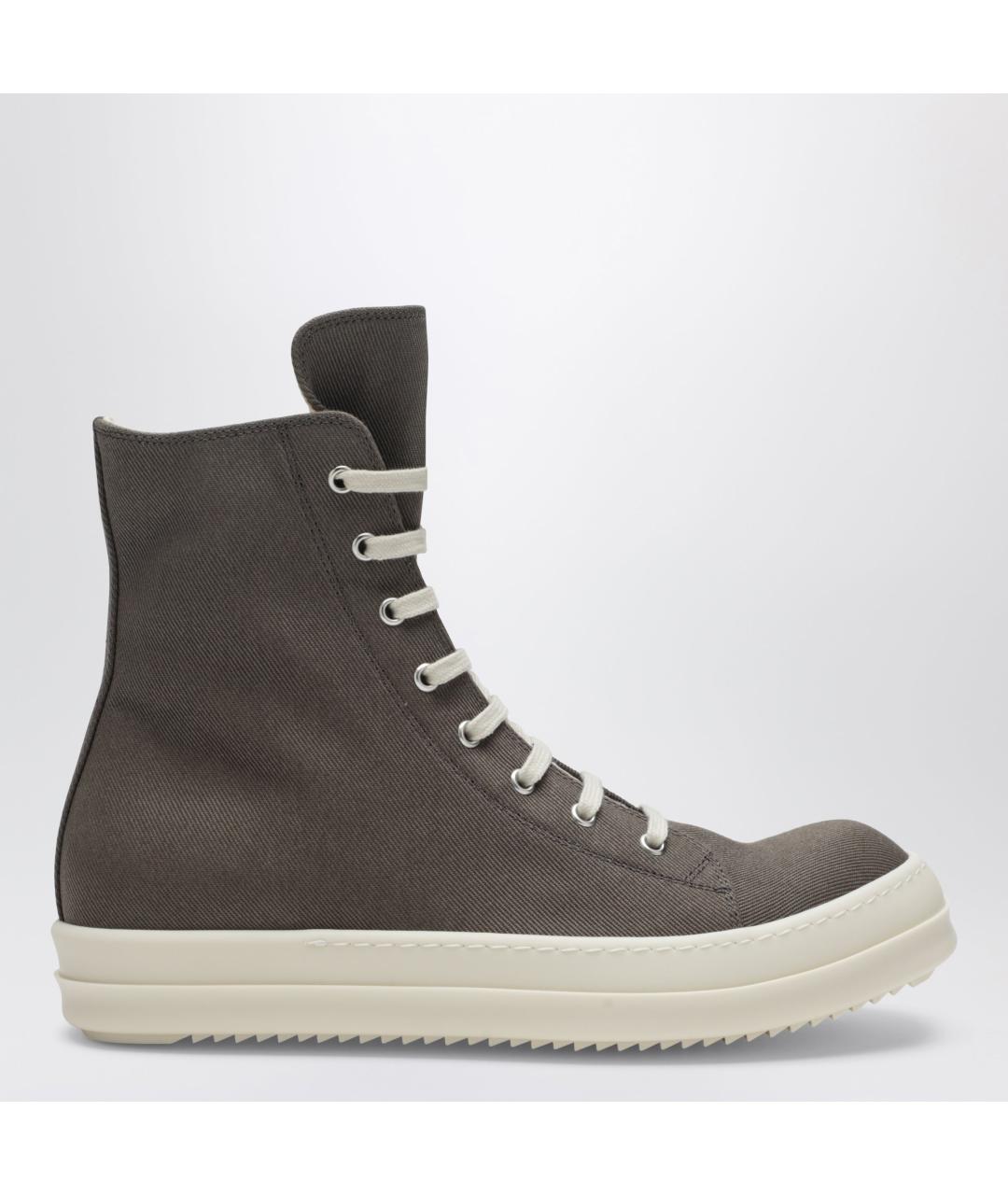 RICK OWENS DRKSHDW Бежевые текстильные высокие кроссовки / кеды, фото 3
