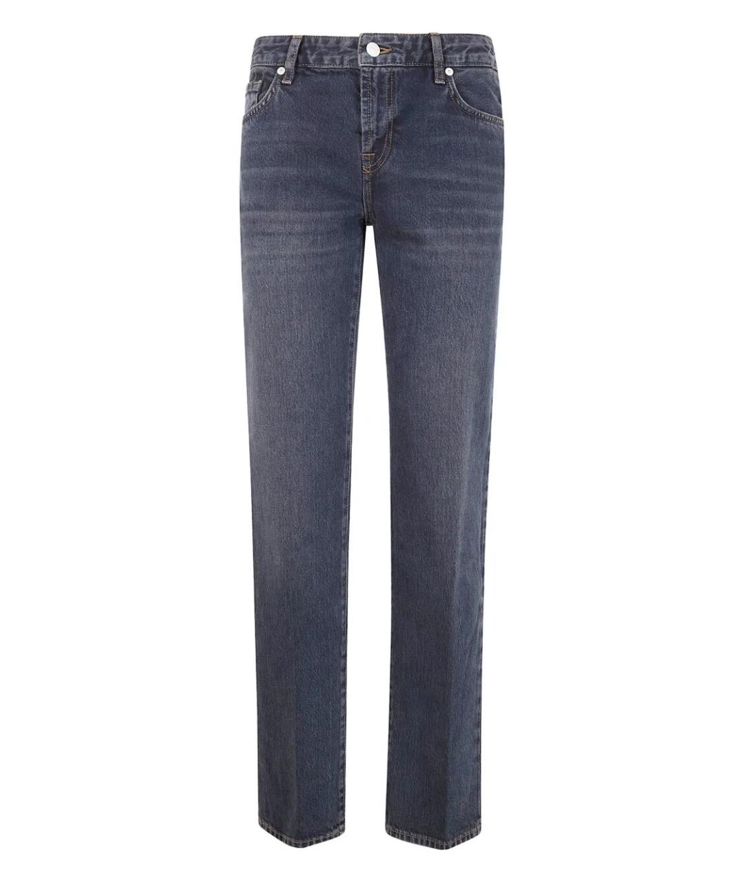 7 FOR ALL MANKIND Серые хлопковые прямые джинсы, фото 4
