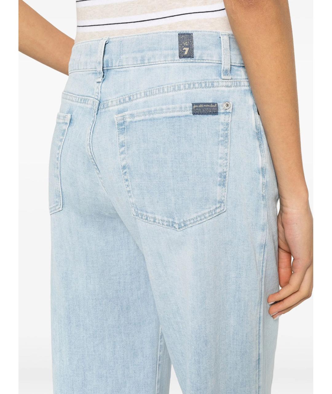 7 FOR ALL MANKIND Синие хлопковые прямые джинсы, фото 3