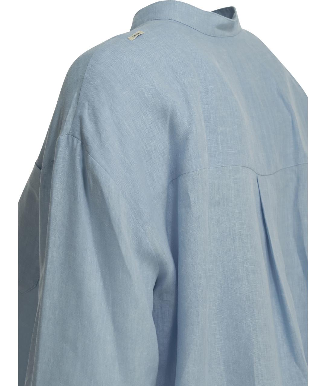 'S MAX MARA Голубая льняная рубашка, фото 4