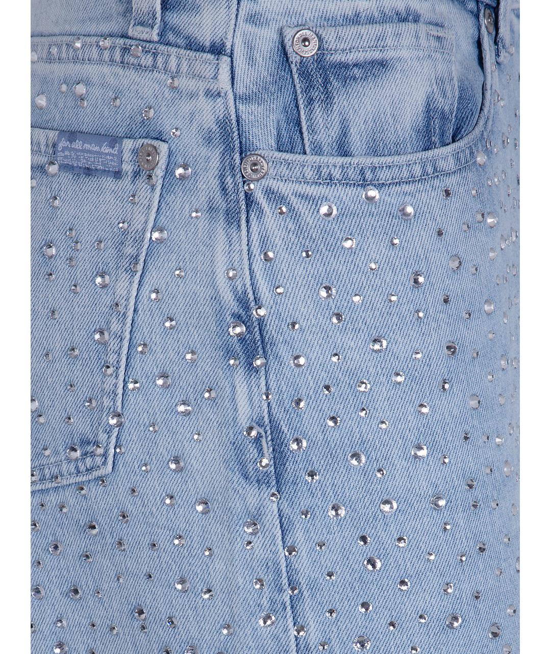 7 FOR ALL MANKIND Синие хлопковые прямые джинсы, фото 3