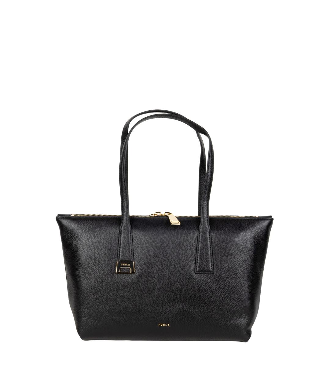 FURLA Черная кожаная сумка с короткими ручками, фото 3