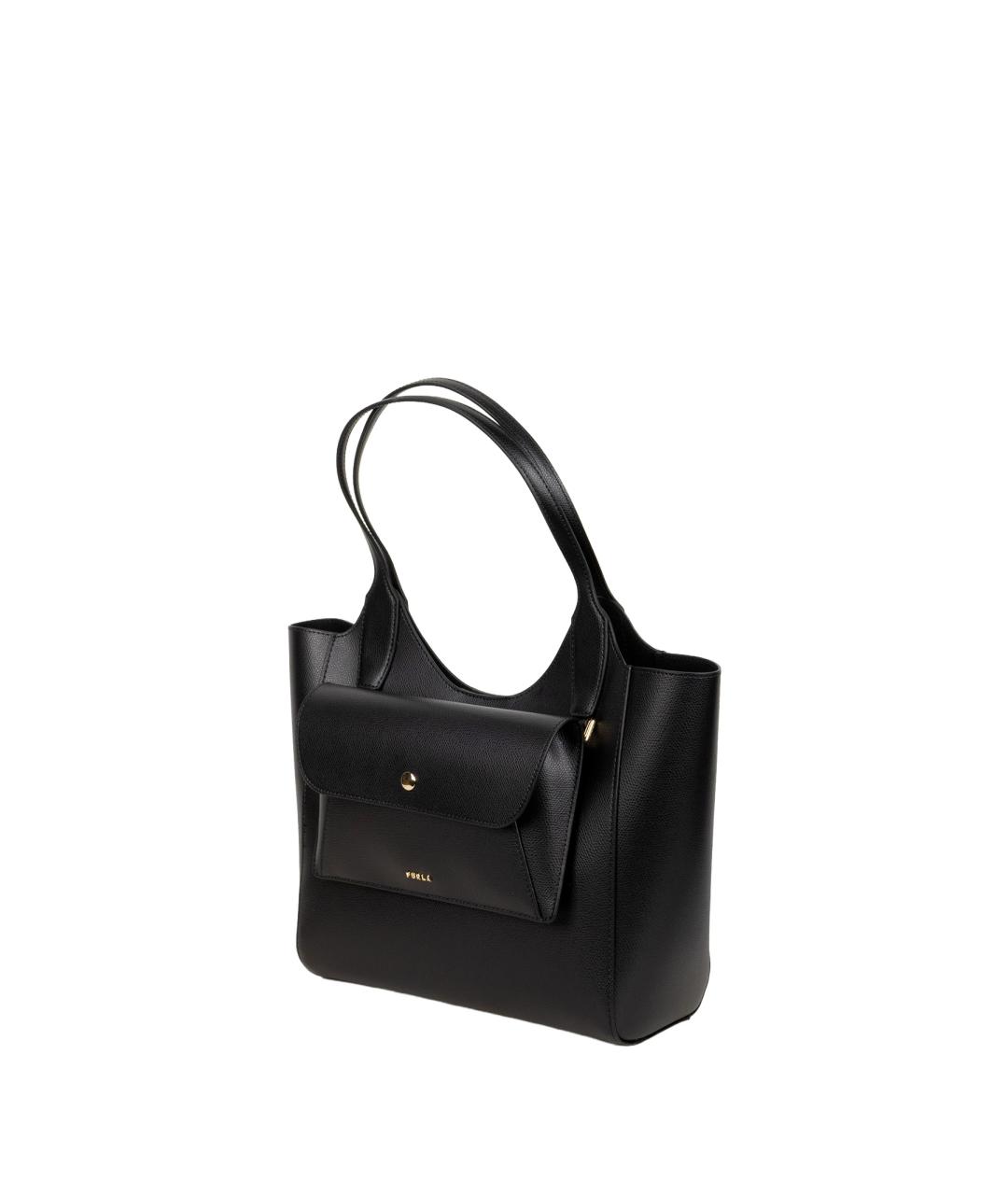 FURLA Черная кожаная сумка с короткими ручками, фото 2