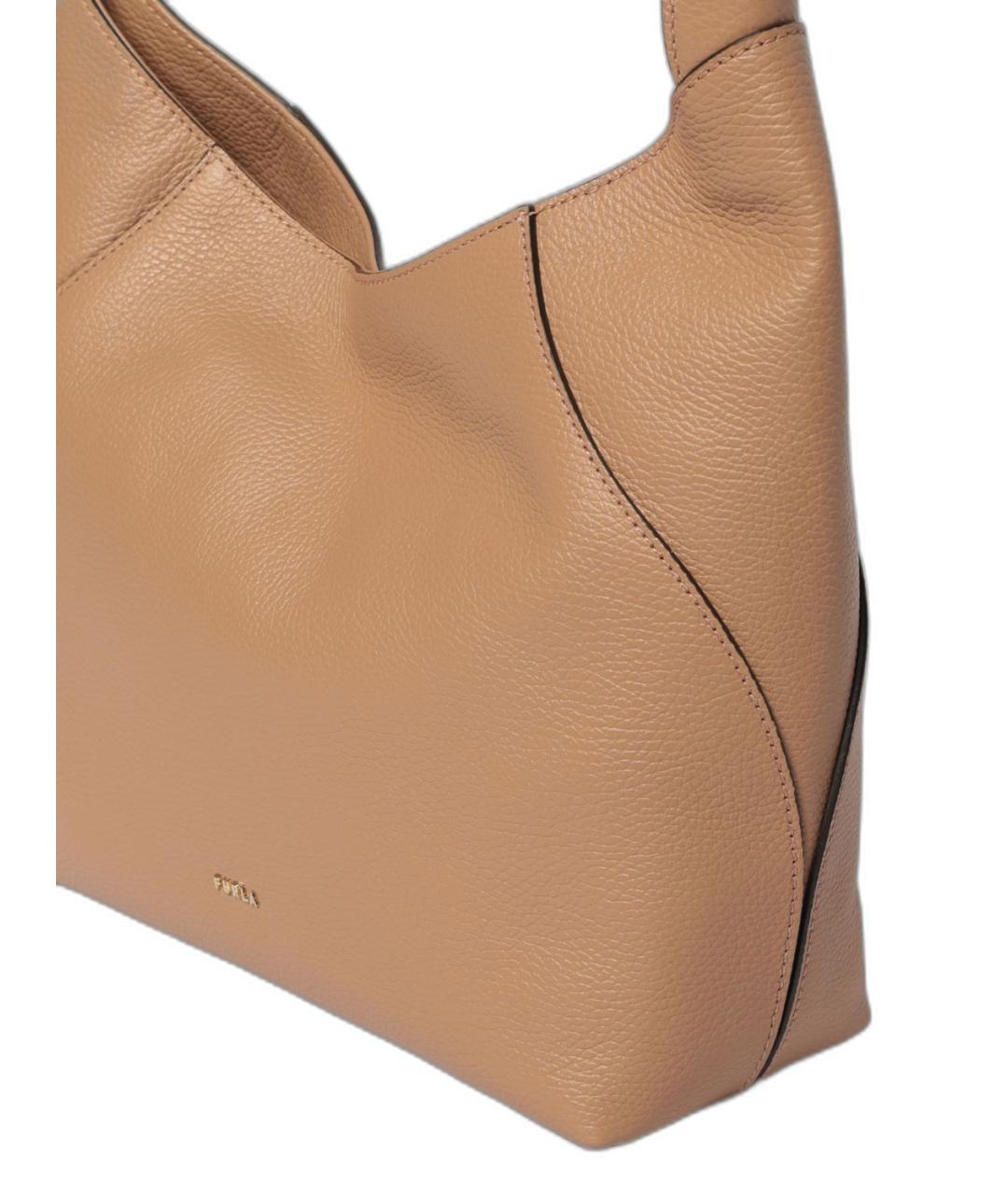 FURLA Коричневая кожаная сумка с короткими ручками, фото 3