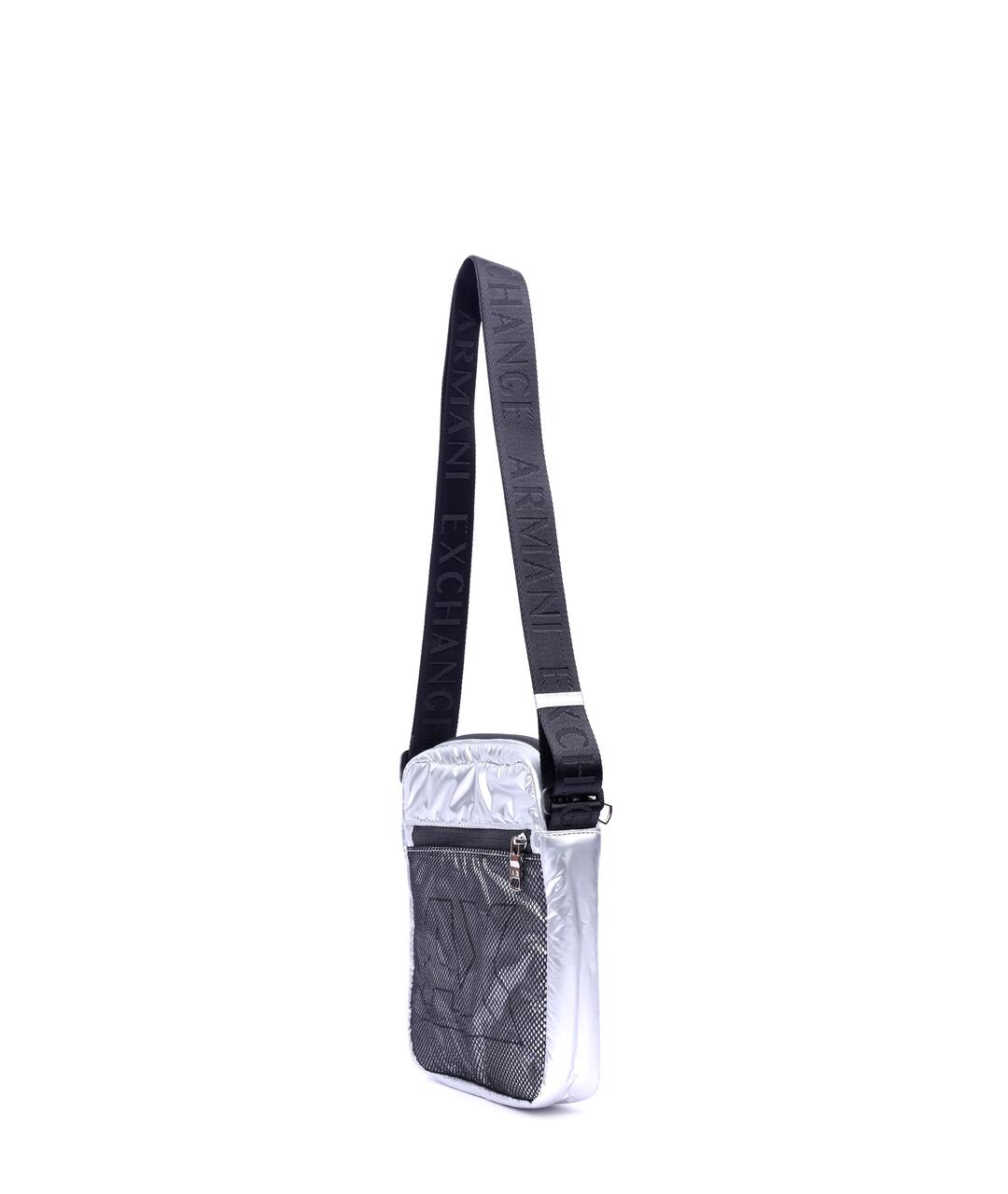 ARMANI EXCHANGE Серебряная тканевая сумка на плечо, фото 2