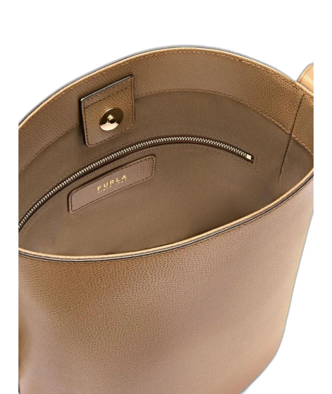 FURLA Коричневая кожаная сумка через плечо, фото 4