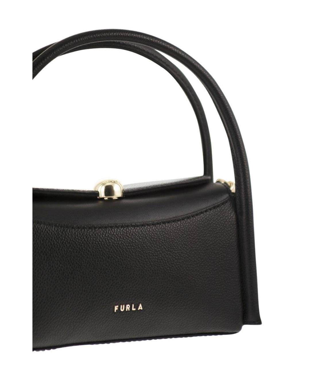 FURLA Черная кожаная сумка с короткими ручками, фото 5