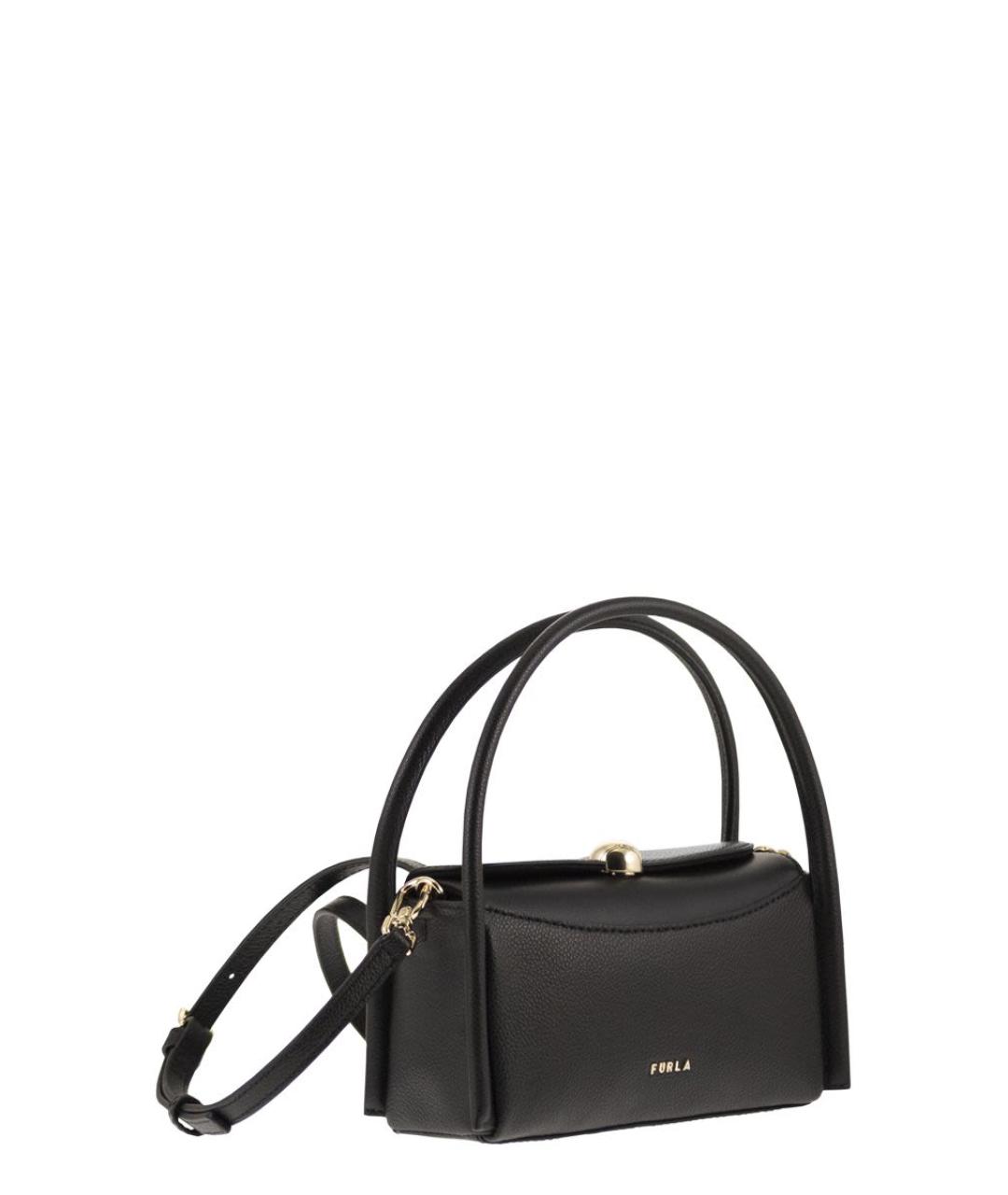 FURLA Черная кожаная сумка с короткими ручками, фото 4