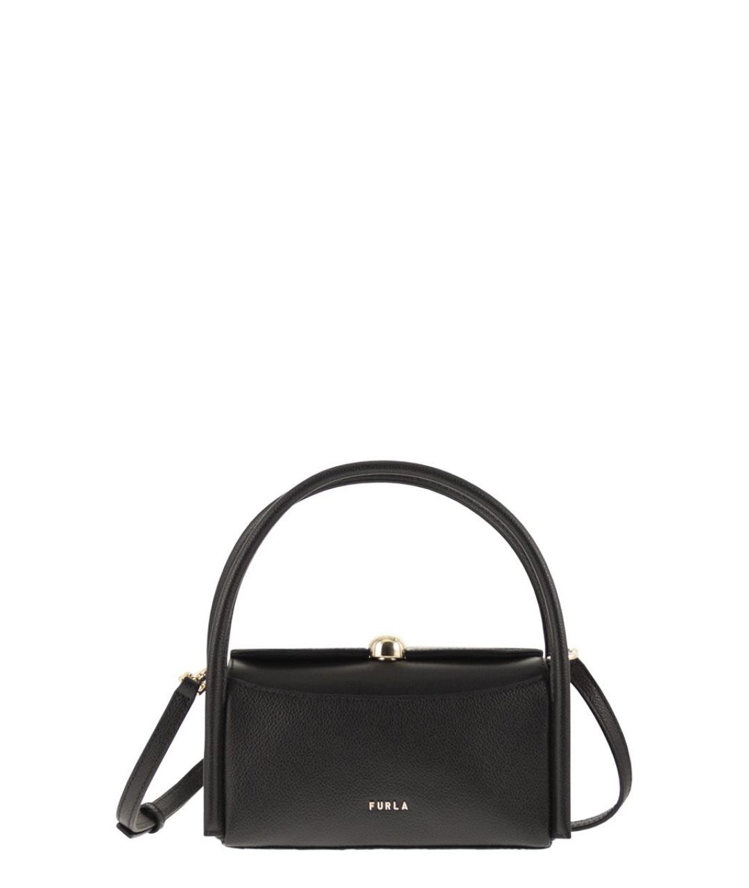 FURLA Черная кожаная сумка с короткими ручками, фото 1