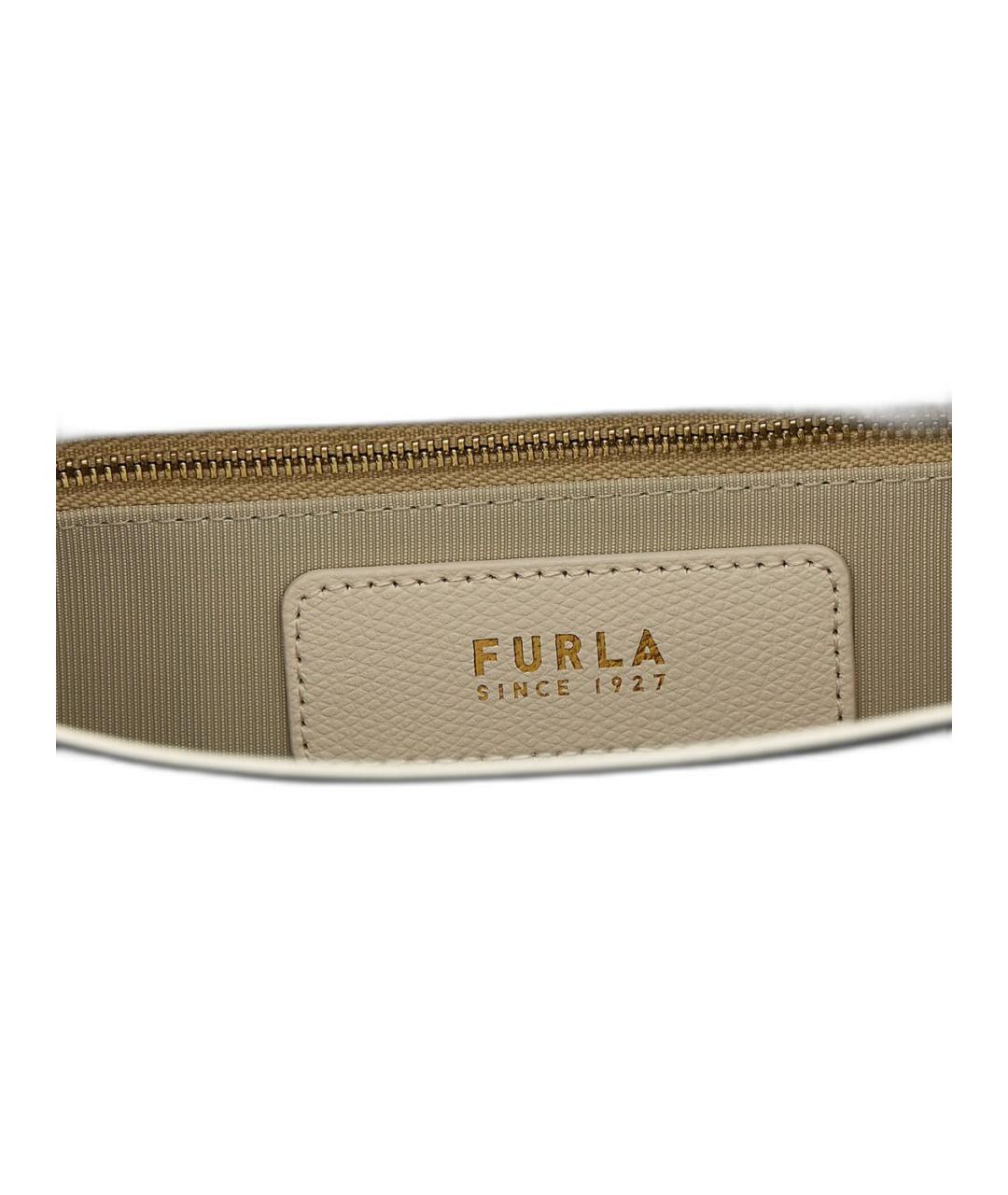 FURLA Бежевая кожаная сумка через плечо, фото 4