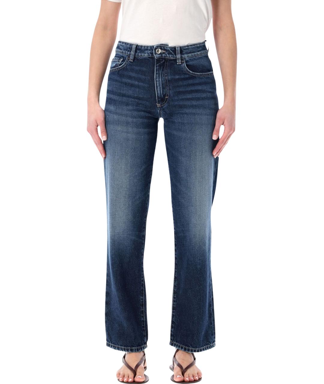 ICON DENIM Синие хлопковые прямые джинсы, фото 1