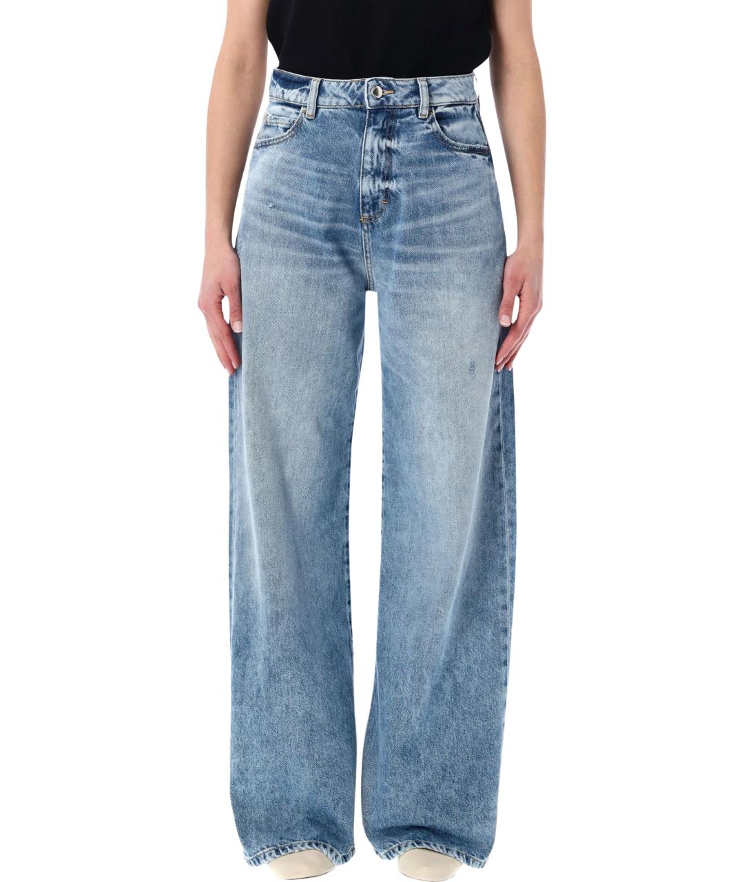 ICON DENIM Синие хлопковые прямые джинсы, фото 1