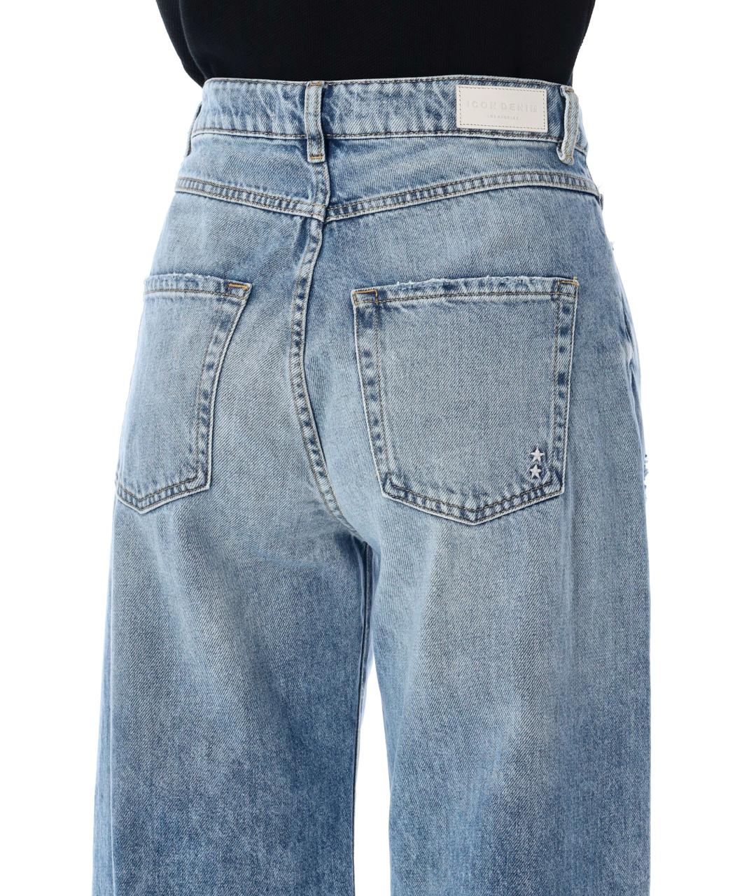 ICON DENIM Синие хлопковые прямые джинсы, фото 3