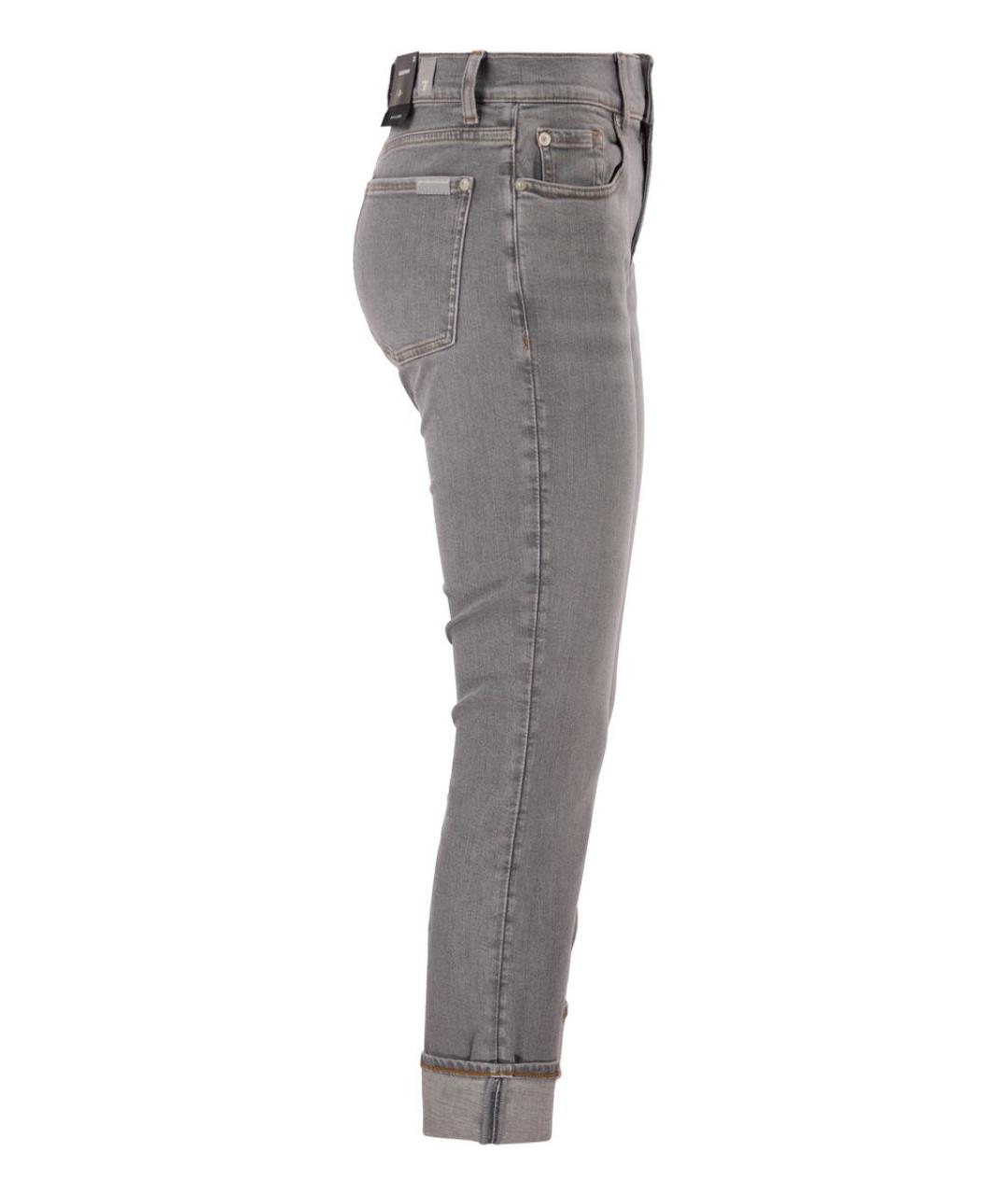 7 FOR ALL MANKIND Серые хлопковые прямые джинсы, фото 3
