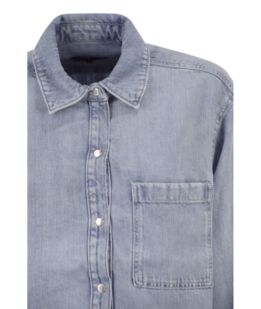 7 FOR ALL MANKIND Голубая хлопковая рубашка, фото 4