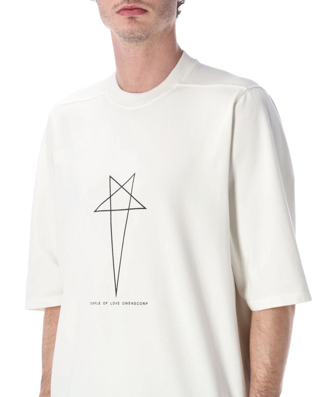 RICK OWENS DRKSHDW Белая хлопковая футболка, фото 3