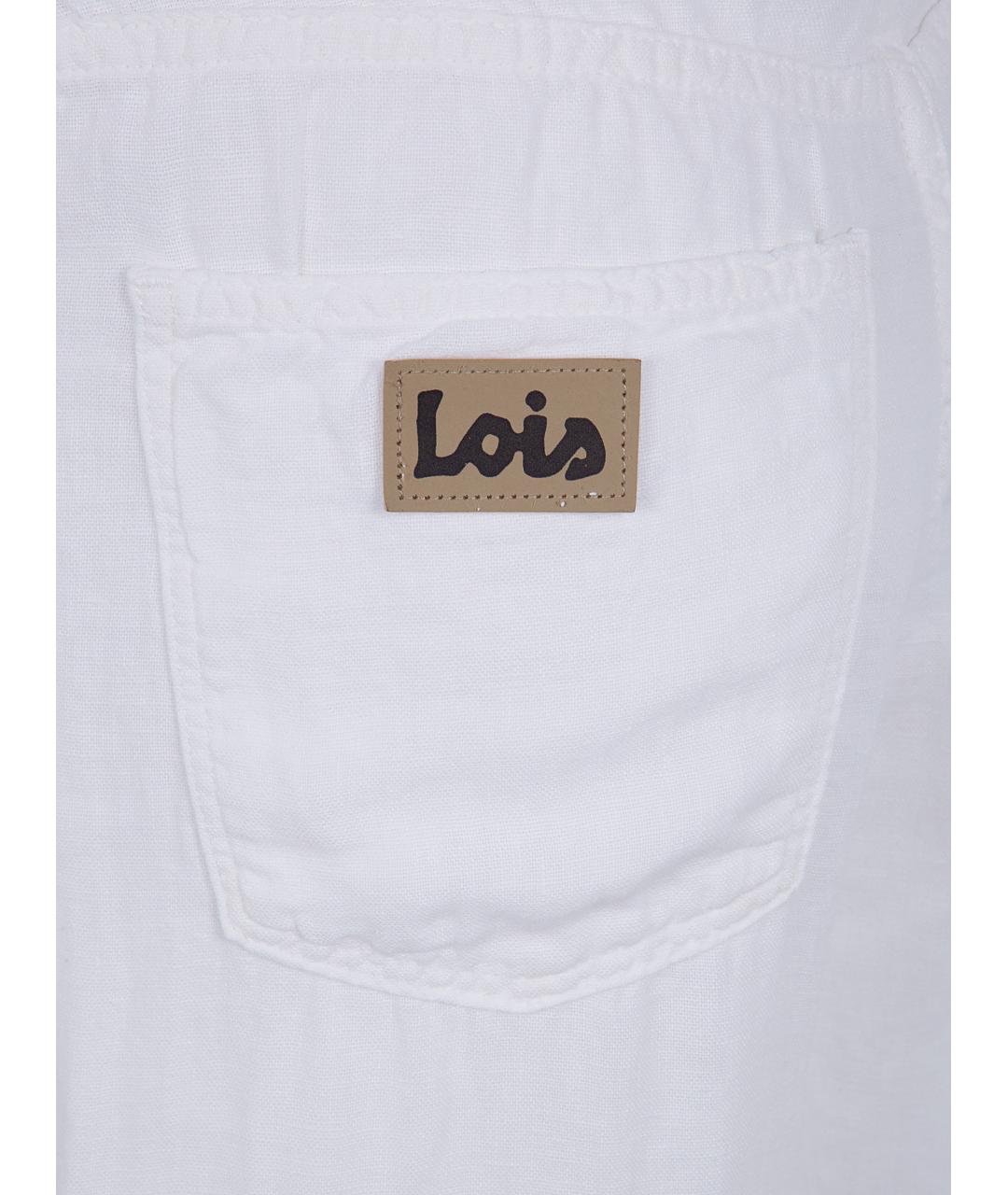 LOIS JEANS Белые льняные прямые брюки, фото 3