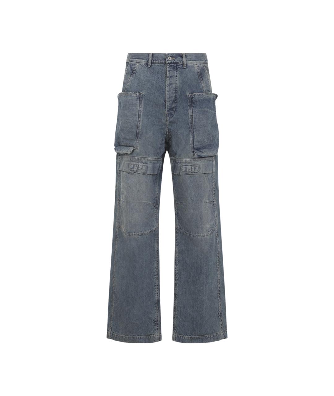 RICK OWENS DRKSHDW Синие хлопковые повседневные брюки, фото 1