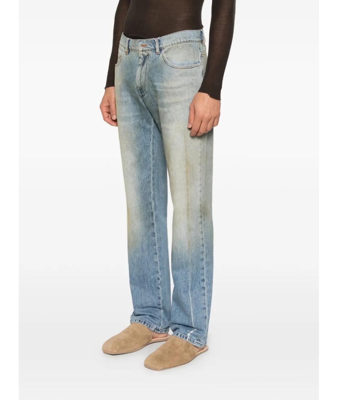 MM6 MAISON MARGIELA Голубые хлопковые прямые джинсы, фото 4