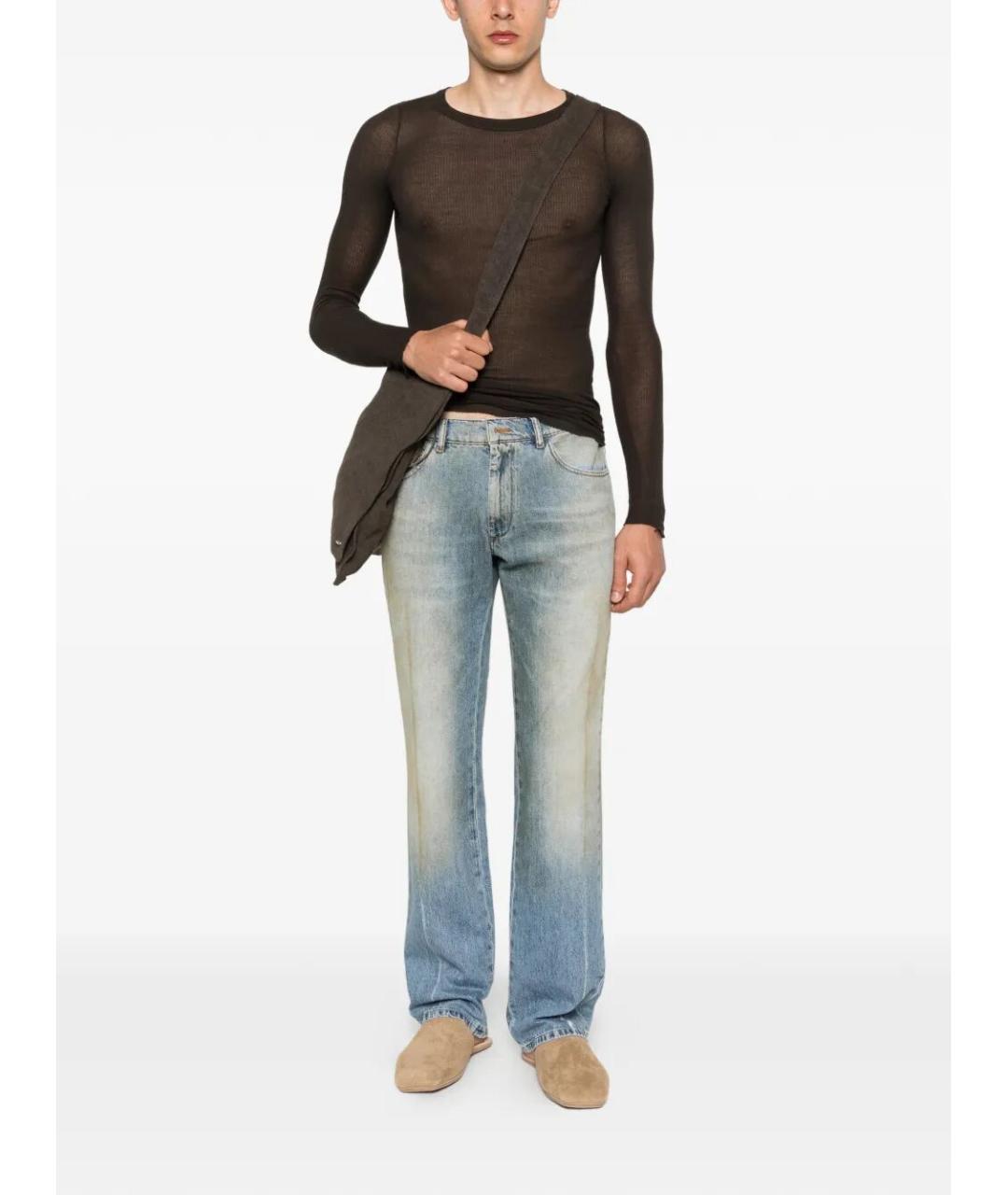 MM6 MAISON MARGIELA Голубые хлопковые прямые джинсы, фото 3