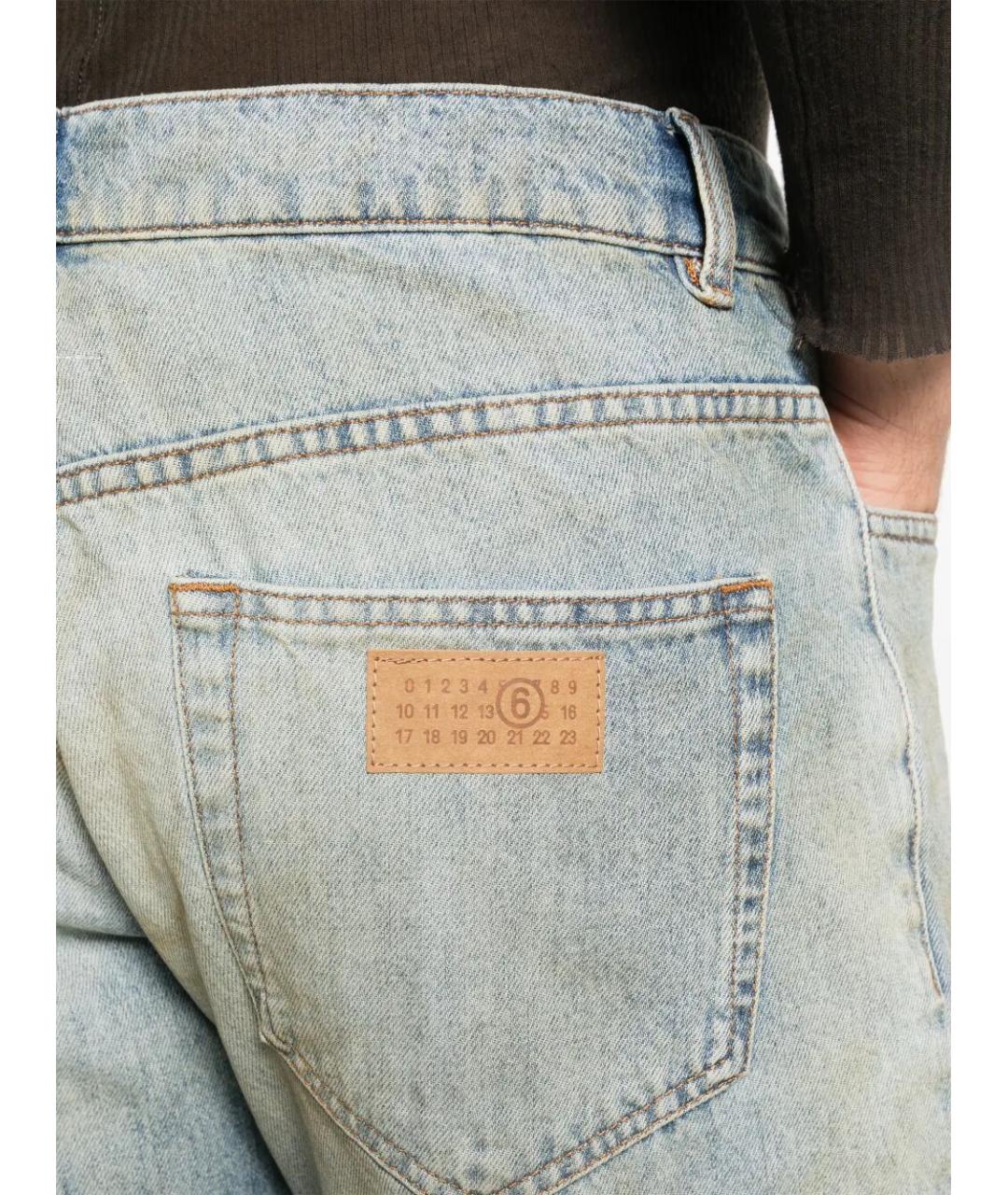 MM6 MAISON MARGIELA Голубые хлопковые прямые джинсы, фото 5