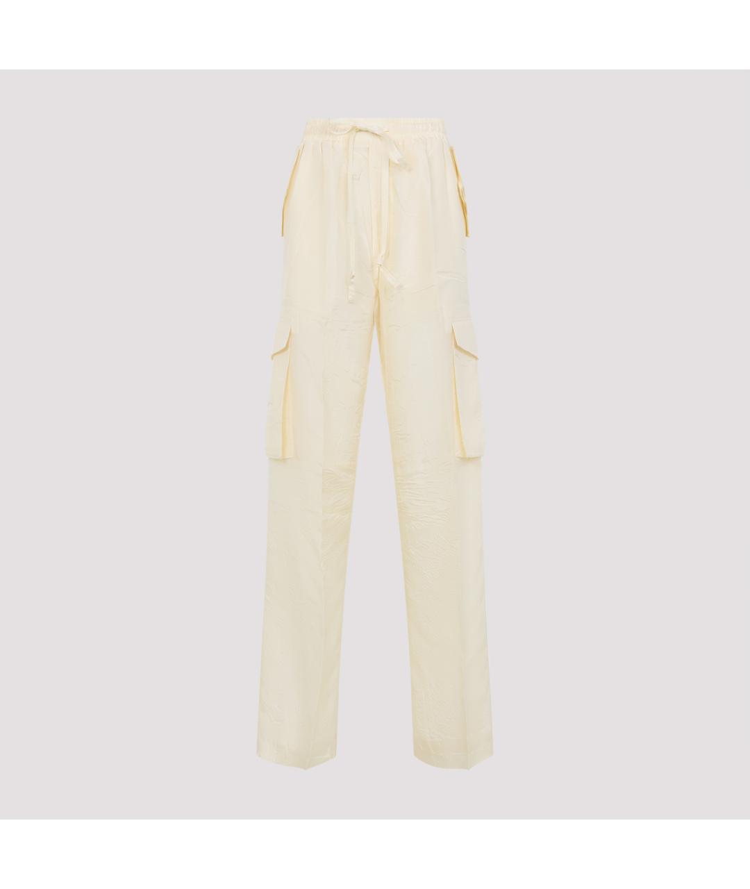 PHOEBE PHILO Бежевые шелковые прямые брюки, фото 2