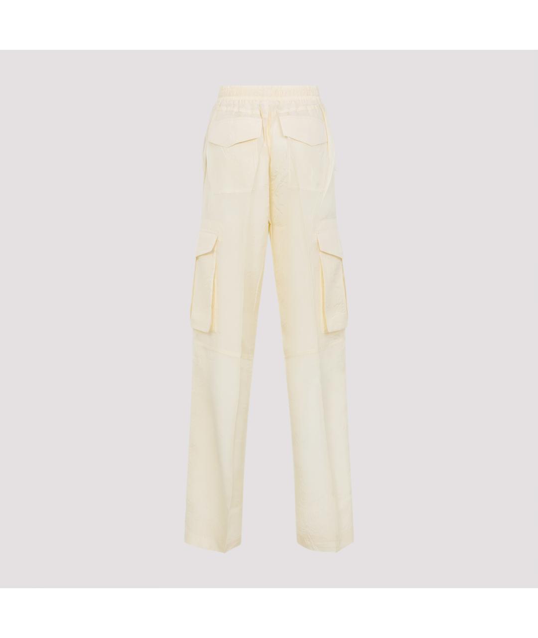 PHOEBE PHILO Бежевые шелковые прямые брюки, фото 3