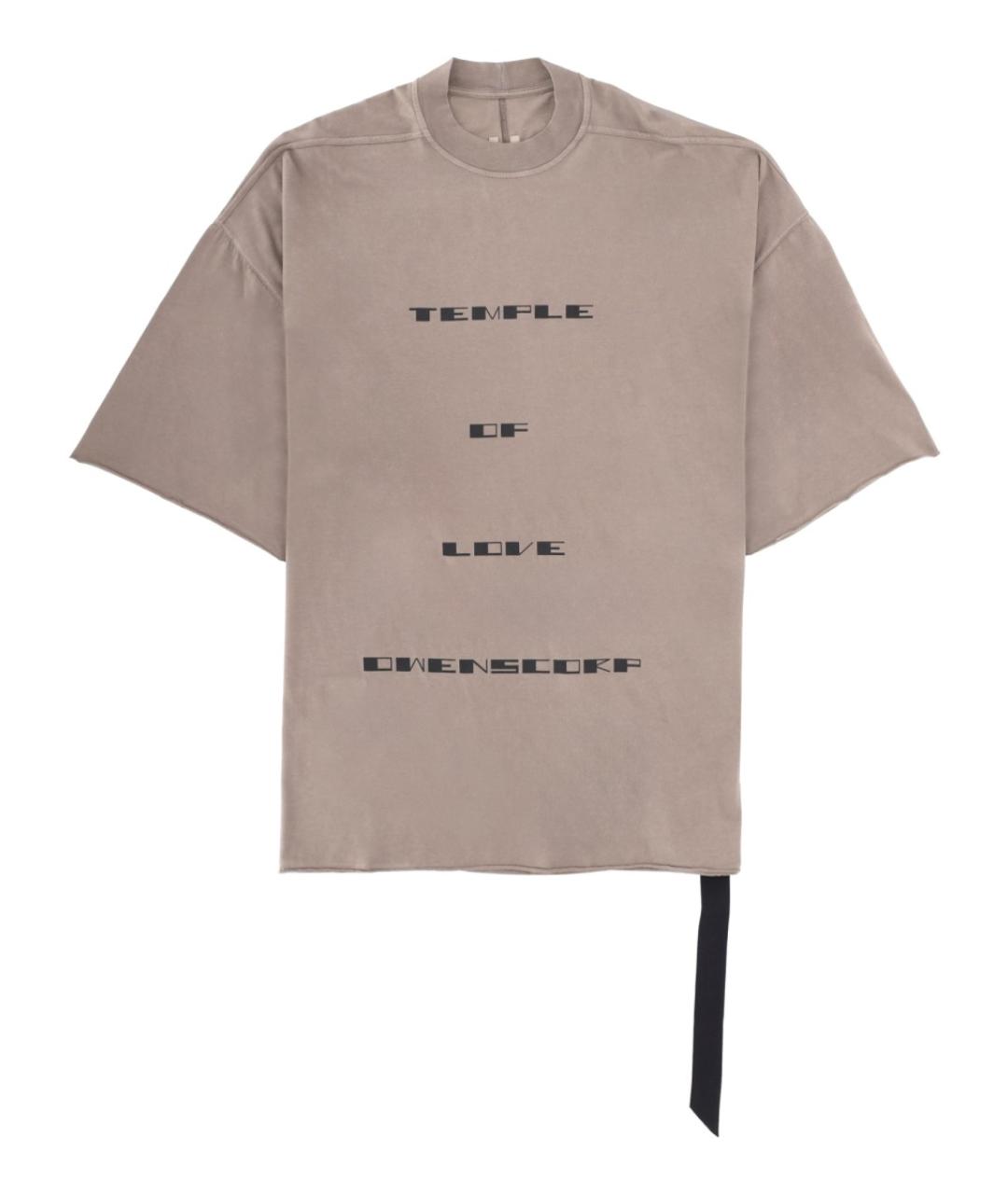 RICK OWENS DRKSHDW Коричневая хлопковая футболка, фото 1