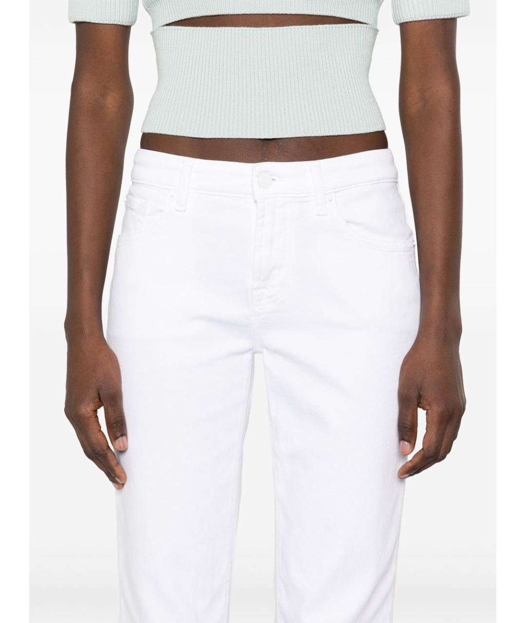 7 FOR ALL MANKIND Белые хлопковые прямые джинсы, фото 3