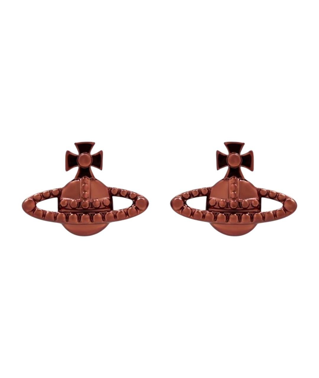 VIVIENNE WESTWOOD Коричневые металлические серьги, фото 3