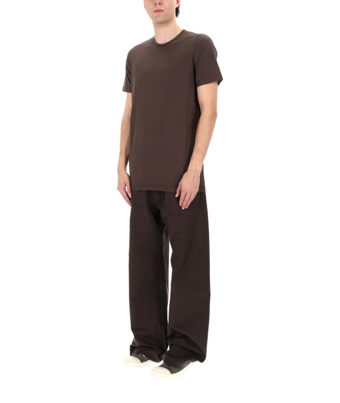 RICK OWENS DRKSHDW Коричневая хлопковая футболка, фото 4