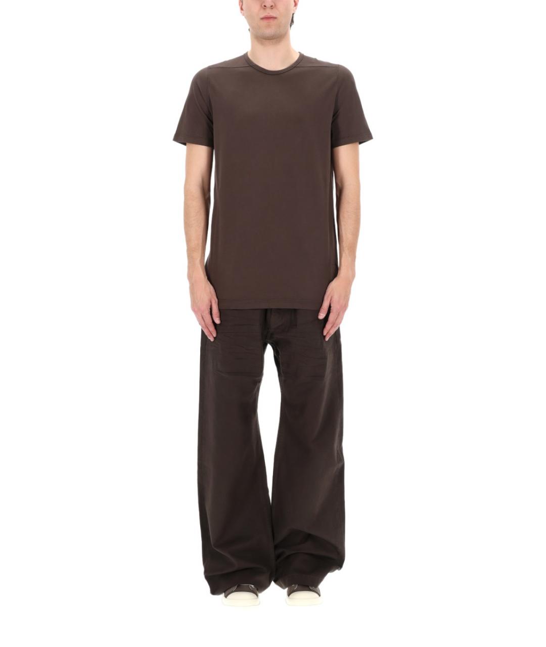 RICK OWENS DRKSHDW Коричневая хлопковая футболка, фото 3
