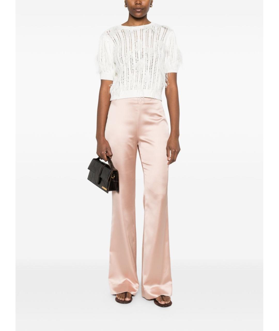 PINKO Розовые полиэстеровые прямые брюки, фото 5