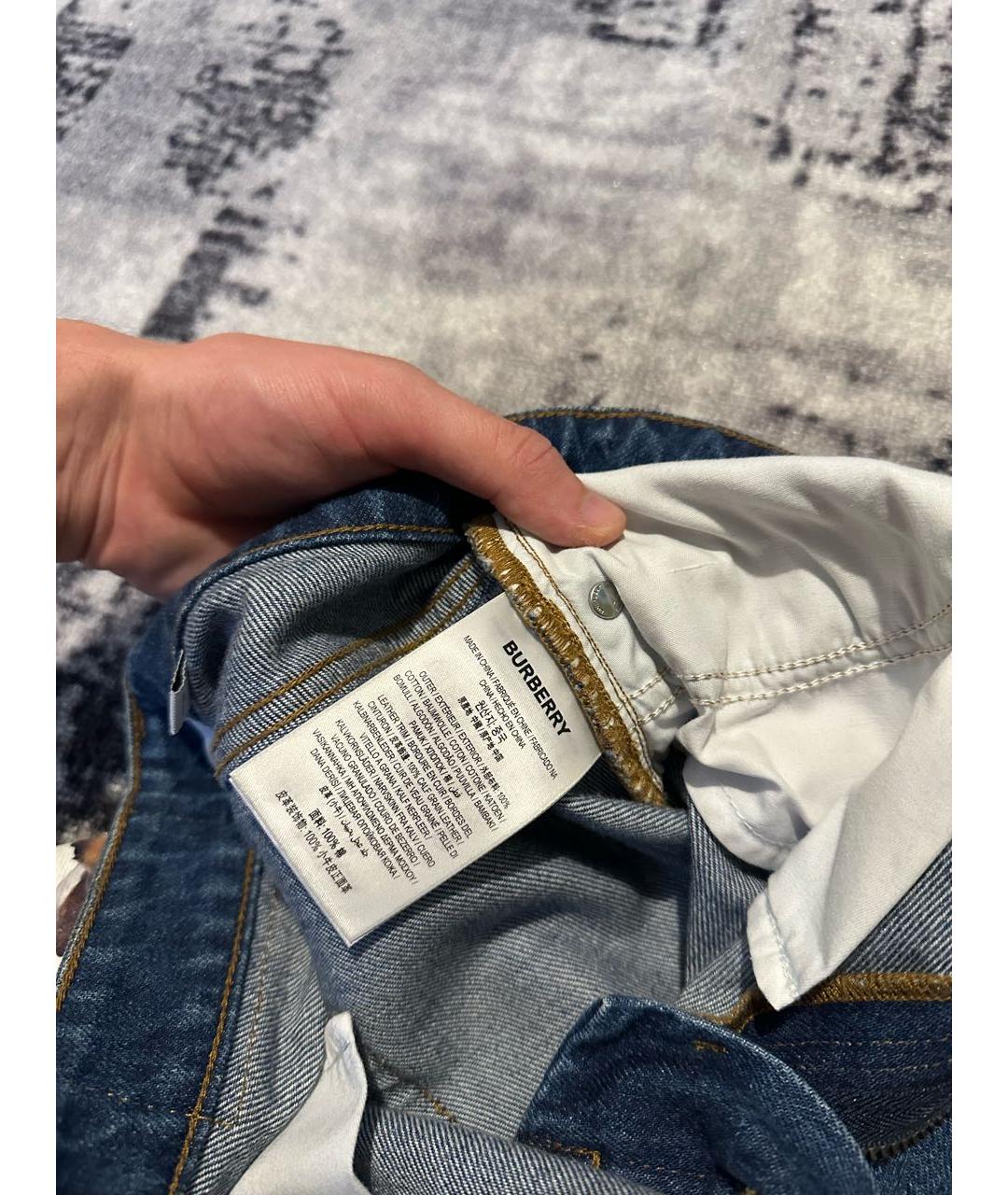BURBERRY Темно-синяя хлопковая юбка мини, фото 6
