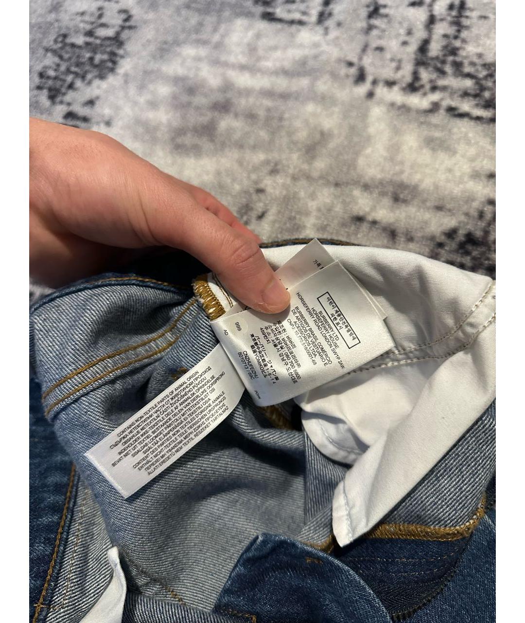 BURBERRY Темно-синяя хлопковая юбка мини, фото 7