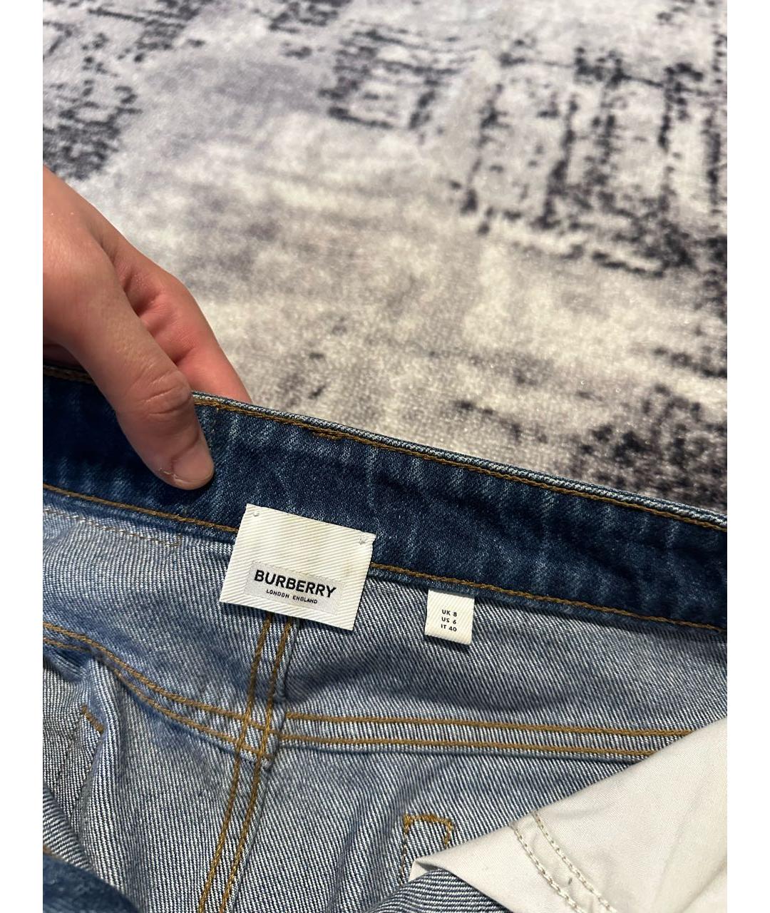 BURBERRY Темно-синяя хлопковая юбка мини, фото 5