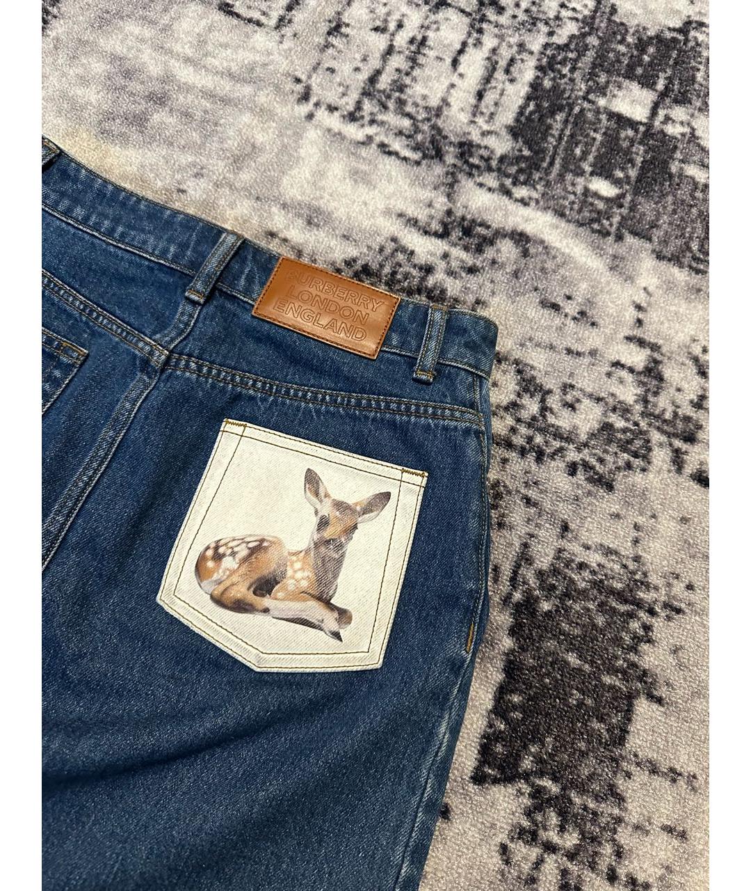 BURBERRY Темно-синяя хлопковая юбка мини, фото 3