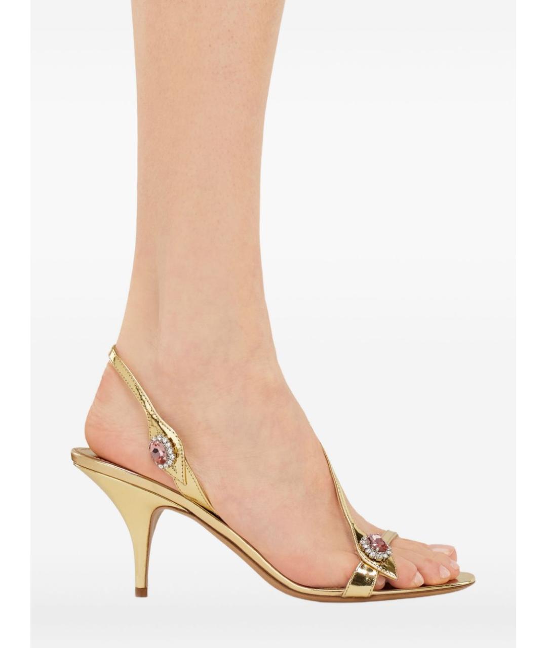 FERRAGAMO Золотые кожаные босоножки, фото 3