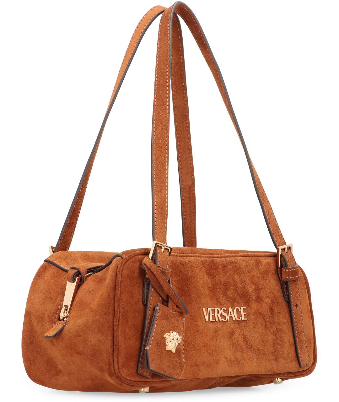 VERSACE Коричневая замшевая сумка через плечо, фото 3