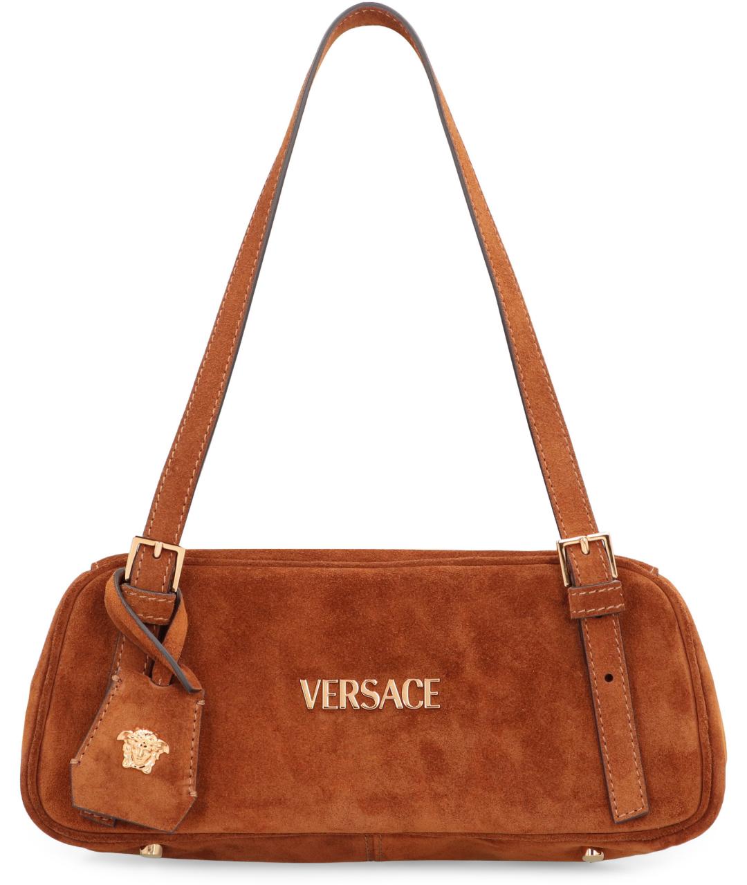 VERSACE Коричневая замшевая сумка через плечо, фото 2