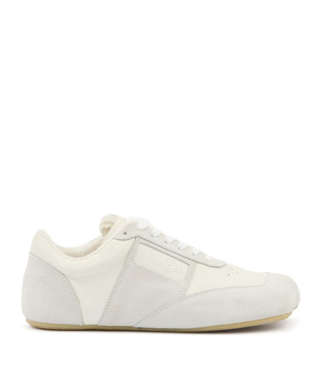 MM6 MAISON MARGIELA Белые кожаные низкие кроссовки / кеды, фото 1