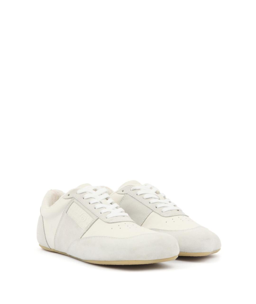 MM6 MAISON MARGIELA Белые кожаные низкие кроссовки / кеды, фото 3