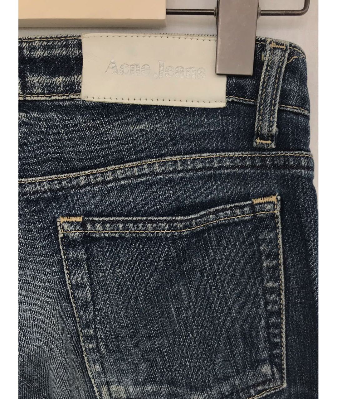 ACNE STUDIOS Синие хлопко-эластановые прямые джинсы, фото 3