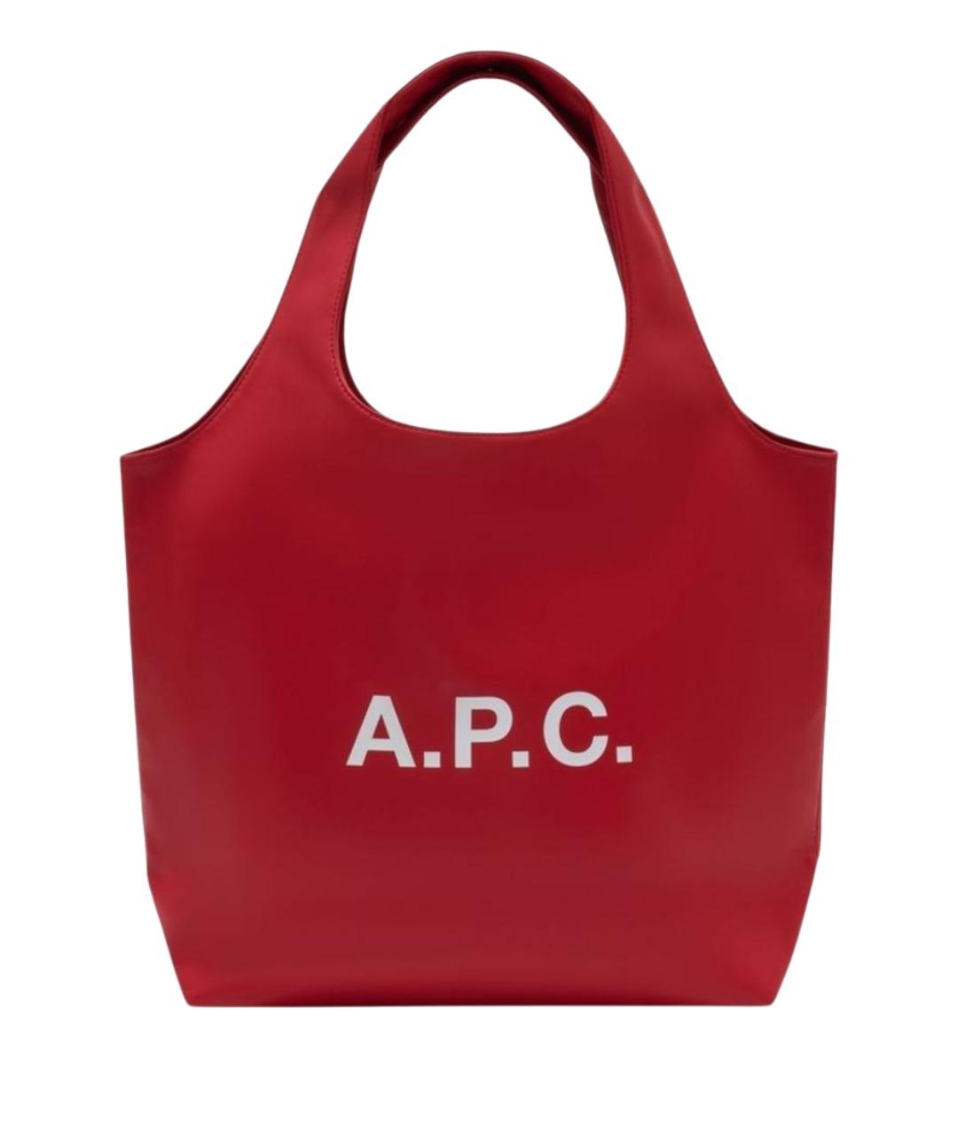 A.P.C. Красная синтетическая сумка тоут, фото 3