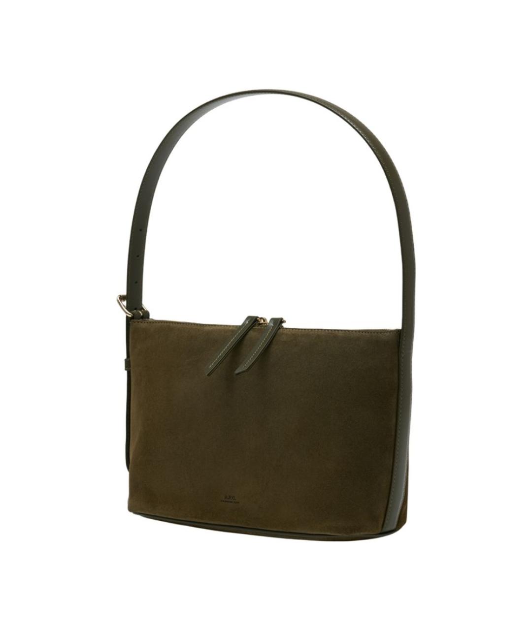A.P.C. Хаки кожаная сумка через плечо, фото 2