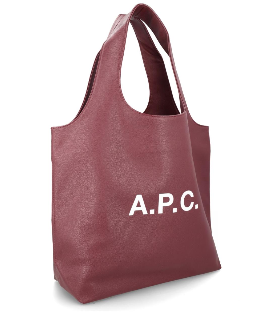 A.P.C. Бордовая синтетическая сумка тоут, фото 3